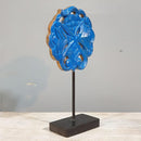 House of Revival-Handcrafted Wooden Decorative Table Stand – Blue Carved Accent on Base, 19×8×36 cm | Sustainable Handicraft Home Décor for Living Room, Console, or Office