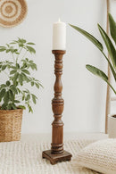 classic pillar Distressed Brown  Solid Wood  Candle Holder – Antique Table Leg 94