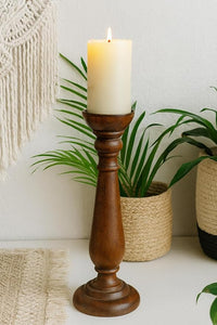 classic pillar Distressed  Brown Solid Wood  Candle Holder – Antique Table Leg 61