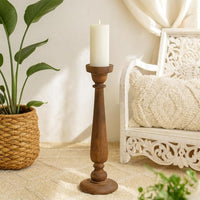 classic pillar Distressed  Brown Solid Wood  Candle Holder – Antique Table Leg 66