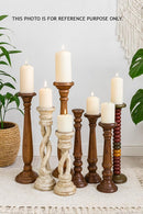 classic pillar Distressed  Brown Solid Wood  Candle Holder – Antique Table Leg 56