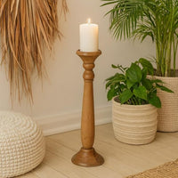 classic pillar Distressed  Brown Solid Wood  Candle Holder – Antique Table Leg 52