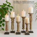 Revati - Distressed White Solid Wood Pillar Candle Holder – Antique Table Leg 08