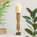 classic pillar Distressed Brown Solid Wood  Candle Holder – Antique Table Leg 119