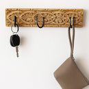 House of Revival | Handcrafted Solid Wood Wall Hook – Rustic Carved Wooden Key Holder with Iron Hooks for Entryway, Keys, Bags & Home Décor 12"