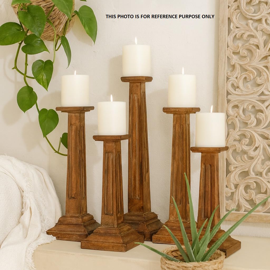 classic pillar Distressed White Solid Wood  Candle Holder – Antique Table Leg 40