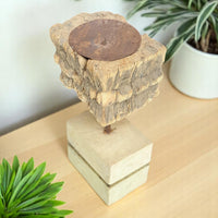 Carved in Flame - Handmade Vintage Style Indian Candle Holder candle stand 4x3x7 in