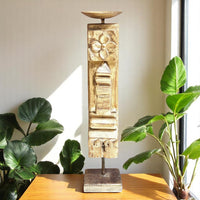 Carved in Flame - Handmade Vintage Style Indian Candle Holder candle stand 3x3x15in