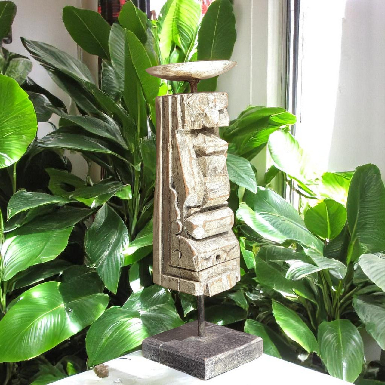 Carved in Flame - Handmade Vintage Style Indian Candle Holder candle stand 3X3X11 in