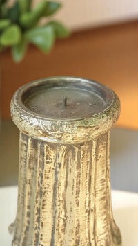 Carved in Flame - Handmade Vintage Style Indian Candle Holder candle stand 7X7X14 in