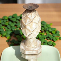 Carved in Flame - Handmade Vintage Style Indian Candle Holder candle stand 4x4x8in
