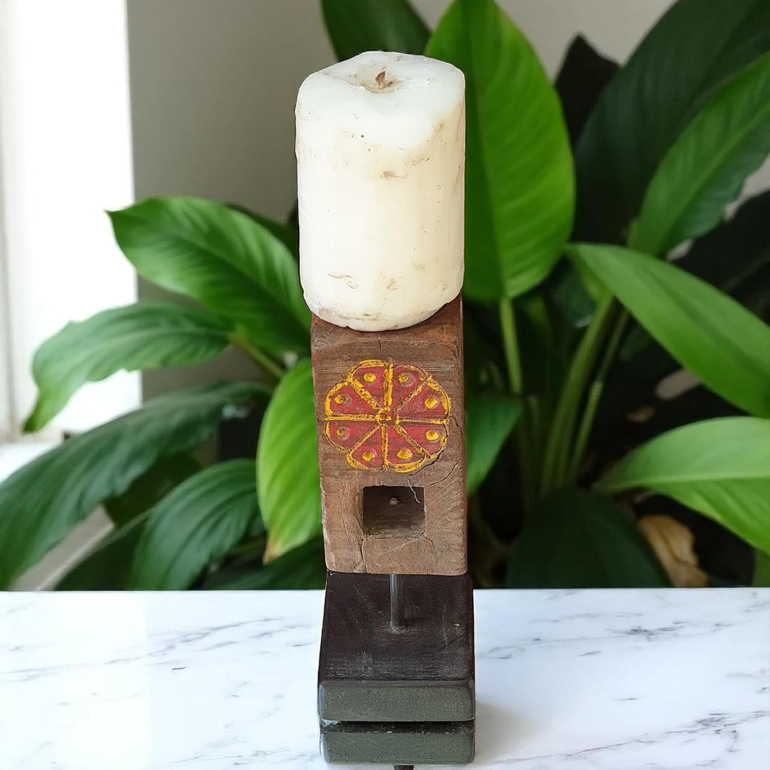 Carved in Flame - Handmade Vintage Style Indian Candle Holder candle stand 3x3x9 in