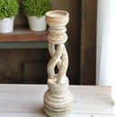 Carved in Flame - Handmade Vintage Style Indian Candle Holder candle stand 4X4X12 in