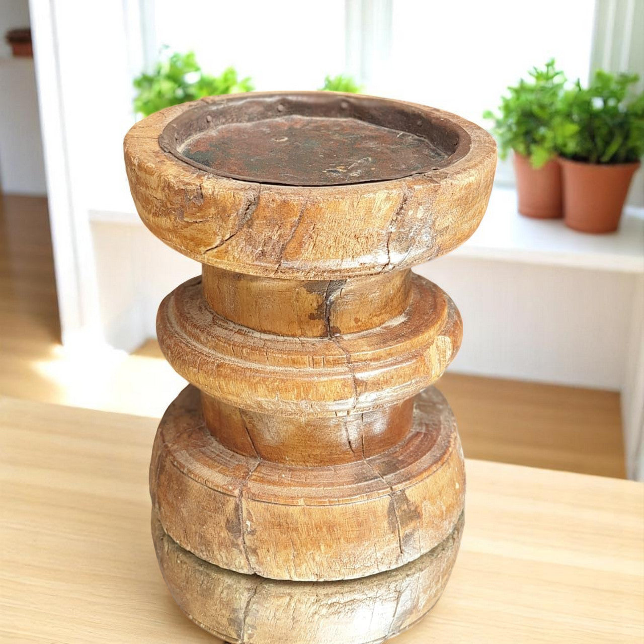 Carved in Flame - Handmade Vintage Style Indian Candle Holder candle stand 6x6x6 in