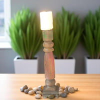 Carved in Flame - Handmade Vintage Style Indian Candle Holder candle stand 4x4x16 in