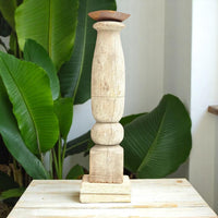 Carved in Flame - Handmade Vintage Style Indian Candle Holder candlestand 4x4x14 in