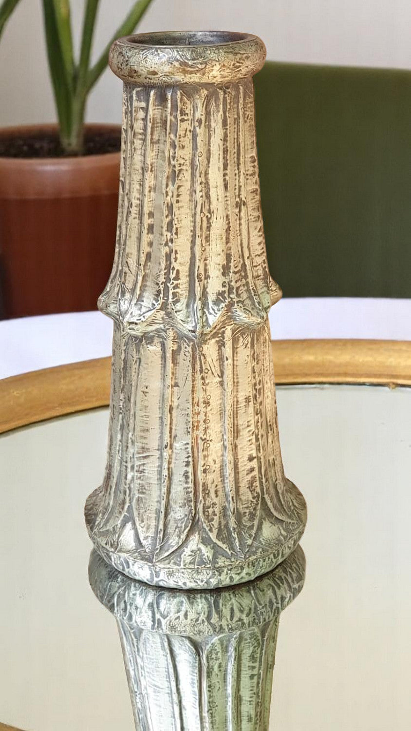 Carved in Flame - Handmade Vintage Style Indian Candle Holder candle stand 7X7X14 in