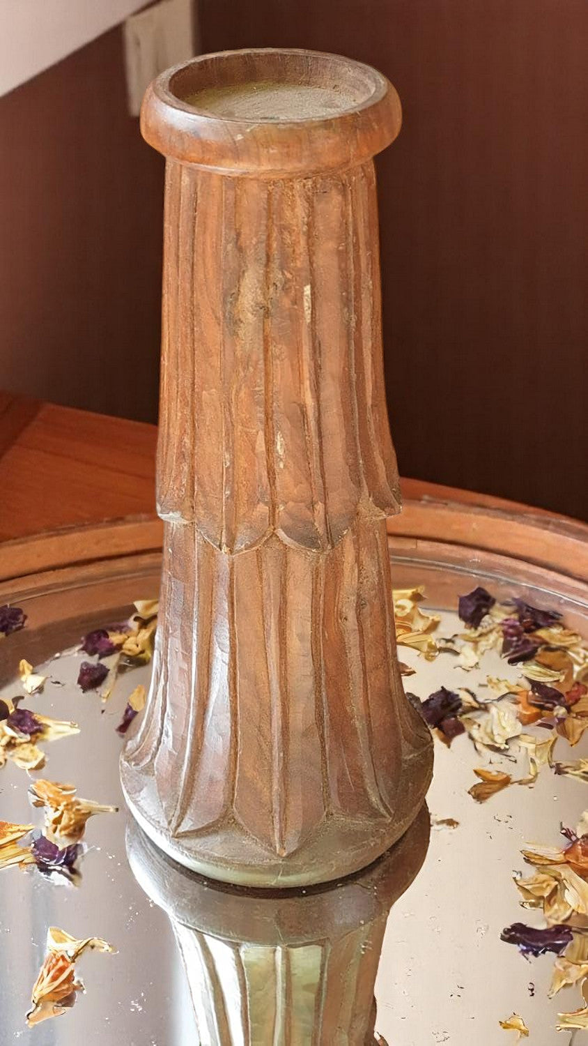 Carved in Flame - Handmade Vintage Style Indian Candle Holder candle stand 7X7X14 in