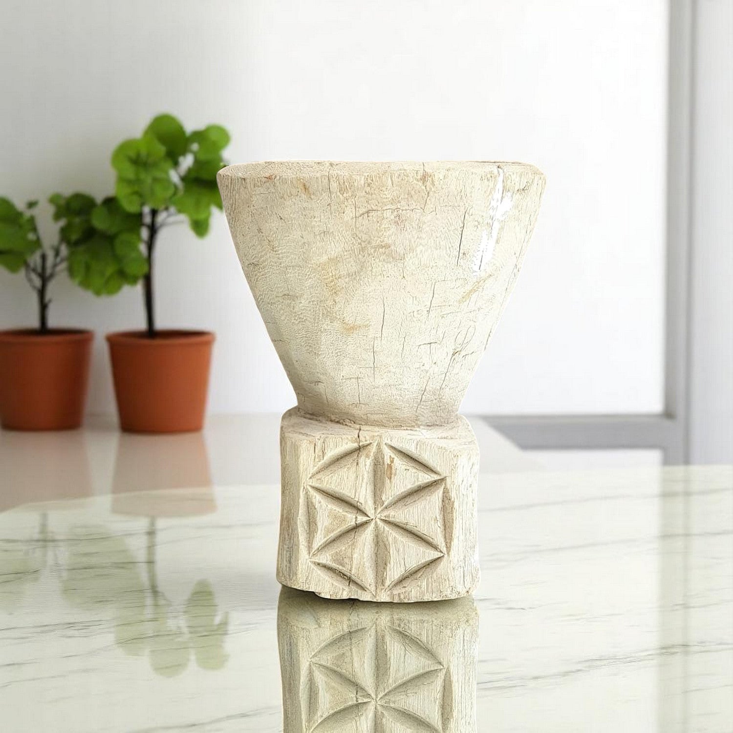 Carved in Flame - Handmade Vintage Style Indian Candle Holder candle stand 5X5X7 in