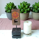 Carved in Flame - Handmade Vintage Style Indian Candle Holder candle stand 3x3x9 in