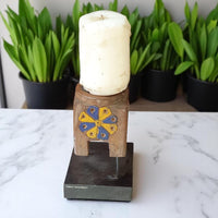 Carved in Flame - Handmade Vintage Style Indian Candle Holder candle stand 4x4x8 in