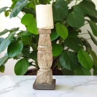 Carved in Flame - Handmade Vintage Style Indian Candle Holder candle stand 4x4x11 in