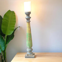 Carved in Flame - Handmade Vintage Style Indian Candle Holder candle stand 4x4x20 in