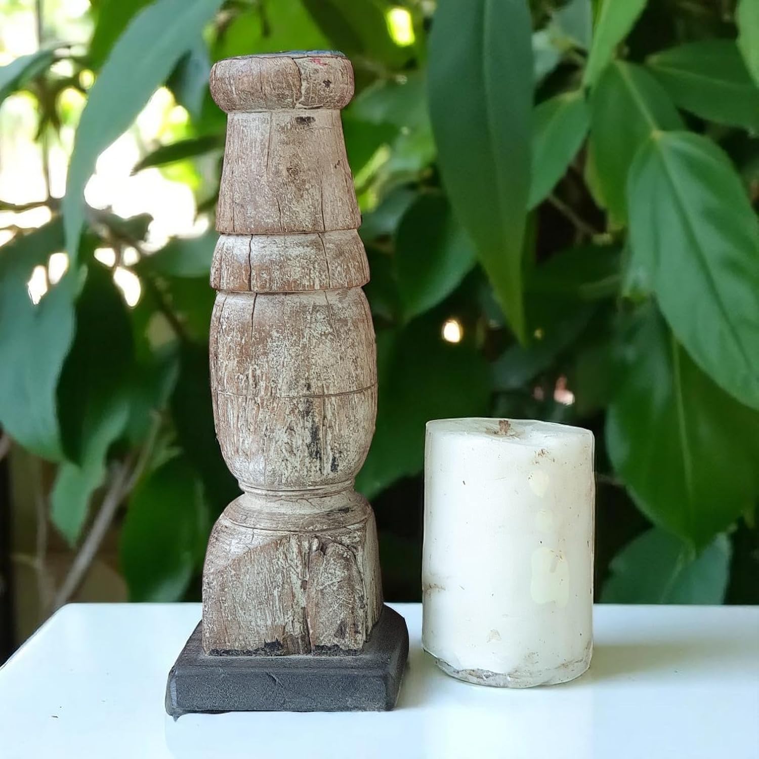 Carved in Flame - Handmade Vintage Style Indian Candle Holder candle stand 4x4x11 in