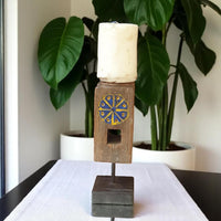 Carved in Flame - Handmade Vintage Style Indian Candle Holder candle stand 3x3x10 in