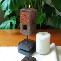 Carved in Flame - Handmade Vintage Style Indian Candle Holder candle stand 3x3x9 in