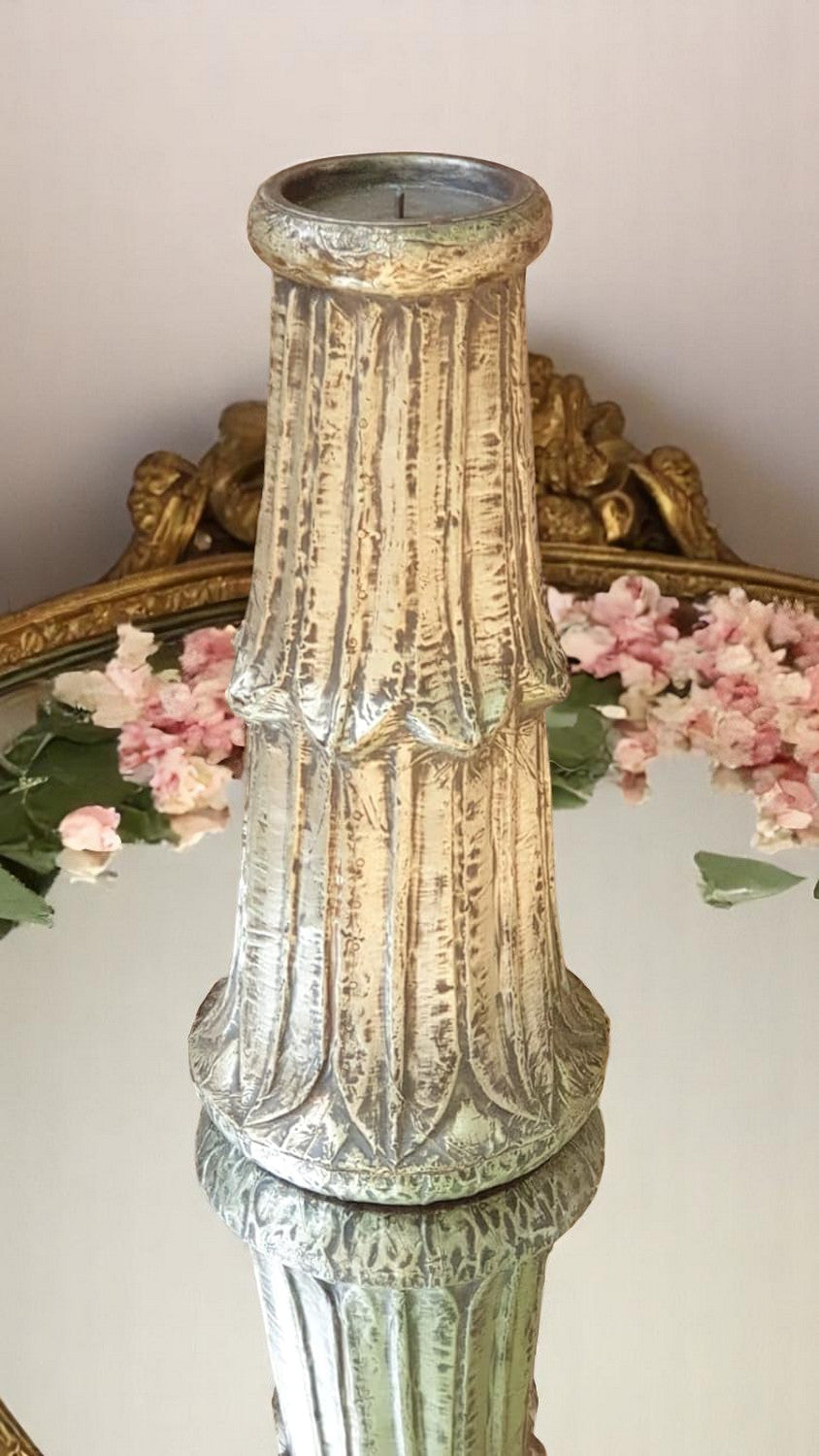 Carved in Flame - Handmade Vintage Style Indian Candle Holder candle stand 7X7X14 in