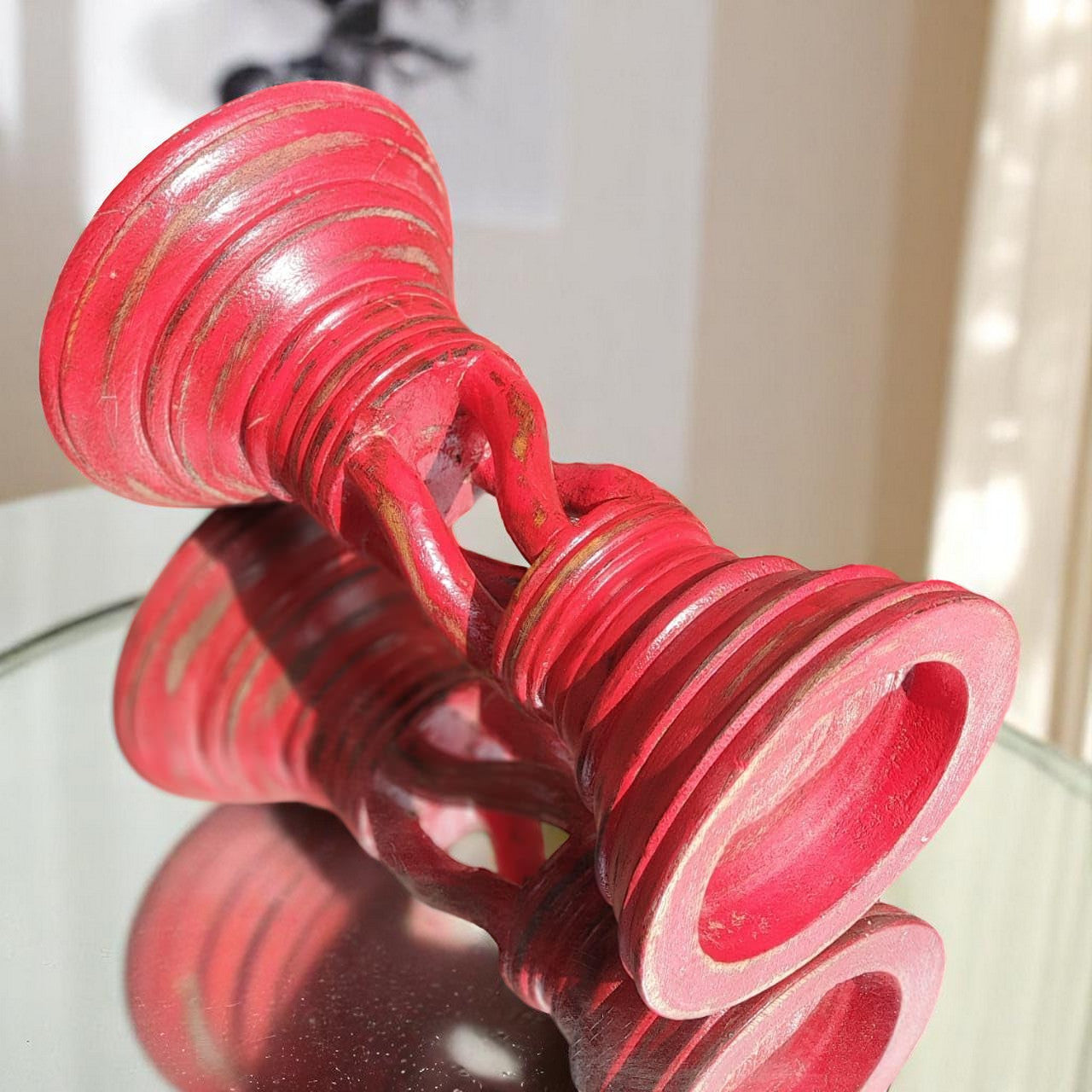 Carved in Flame - Handmade Vintage Style Indian Candle Holder candle stand 6X6X10 in