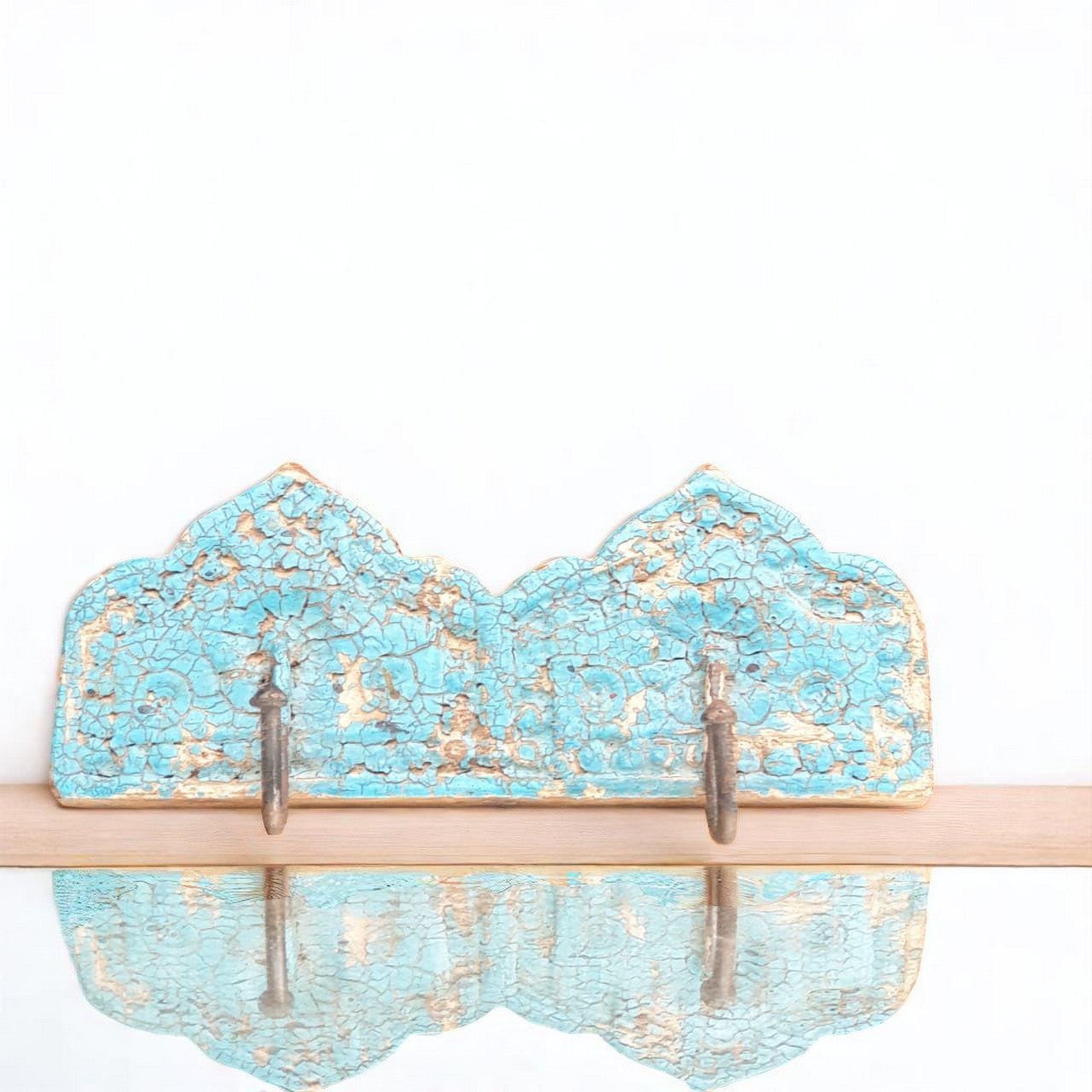 Echoes in Wood - Handmade Vintage Style Indian Wall Hook Style Small Wall Decor 23X9X5in