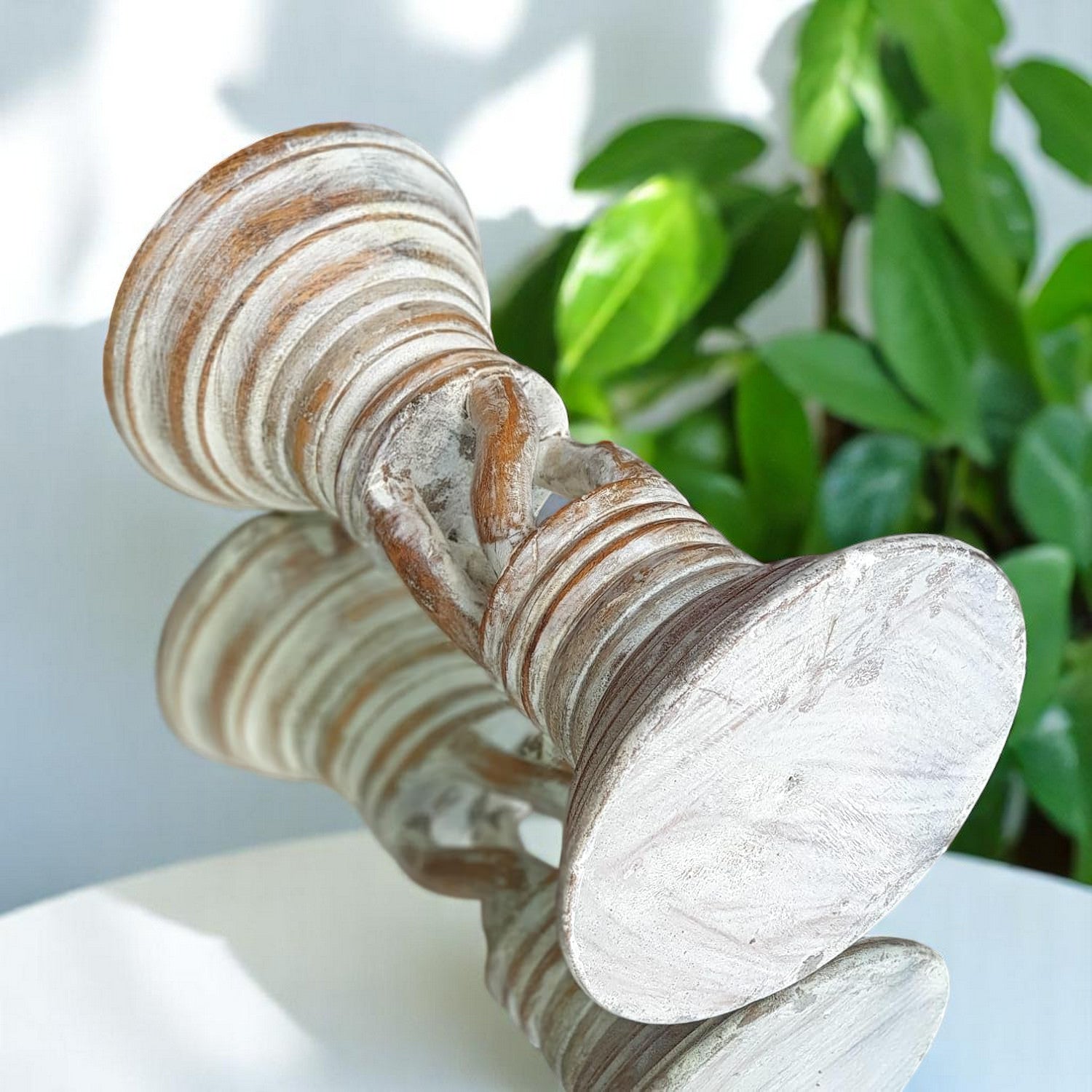 Carved in Flame - Handmade Vintage Style Indian Candle Holder candle stand 6x6x10 in