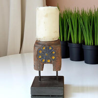 Carved in Flame - Handmade Vintage Style Indian Candle Holder candle stand 4x4x6 in