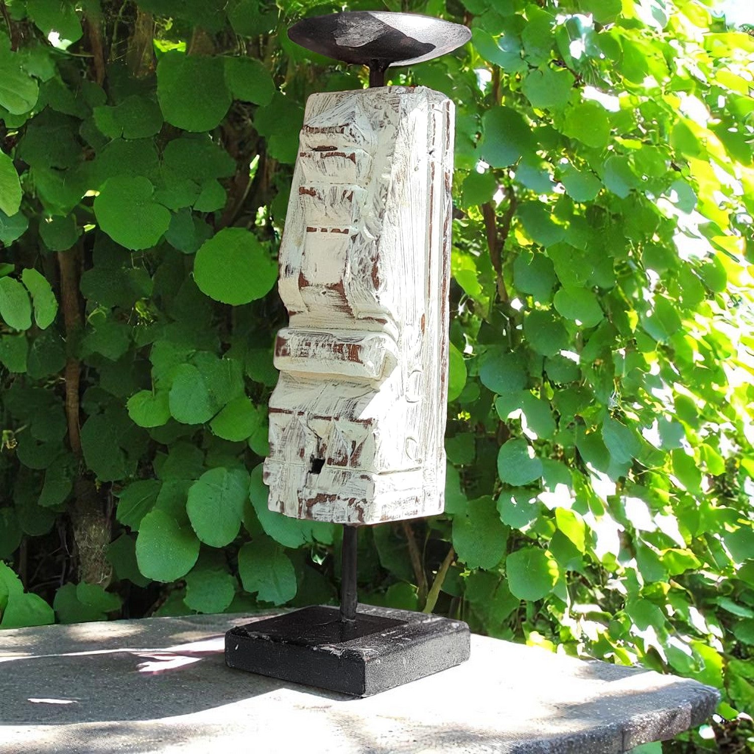 Carved in Flame - Handmade Vintage Style Indian Candle Holder candle stand 3x3x11in