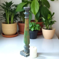 Carved in Flame - Handmade Vintage Style Indian Candle Holder candle stand 4x4x20 in