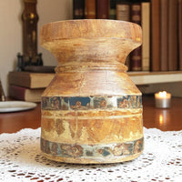 Carved in Flame - Handmade Vintage Style Indian Candle Holder candlestand 4x4x5 in