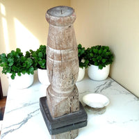 Carved in Flame - Handmade Vintage Style Indian Candle Holder candle stand 4x4x11 in