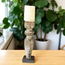 Carved in Flame - Handmade Vintage Style Indian Candle Holder candle stand 3x3x13 in