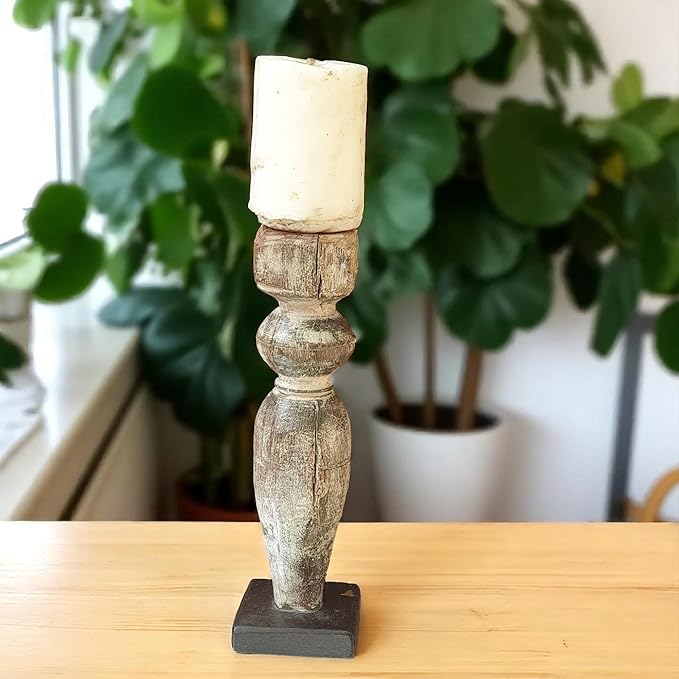 Carved in Flame - Handmade Vintage Style Indian Candle Holder candle stand 3x3x13 in