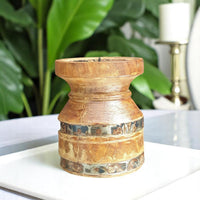 Carved in Flame - Handmade Vintage Style Indian Candle Holder candlestand 4x4x5 in