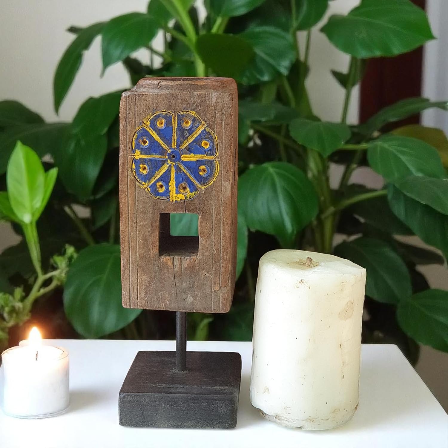 Carved in Flame - Handmade Vintage Style Indian Candle Holder candle stand 3x3x10 in
