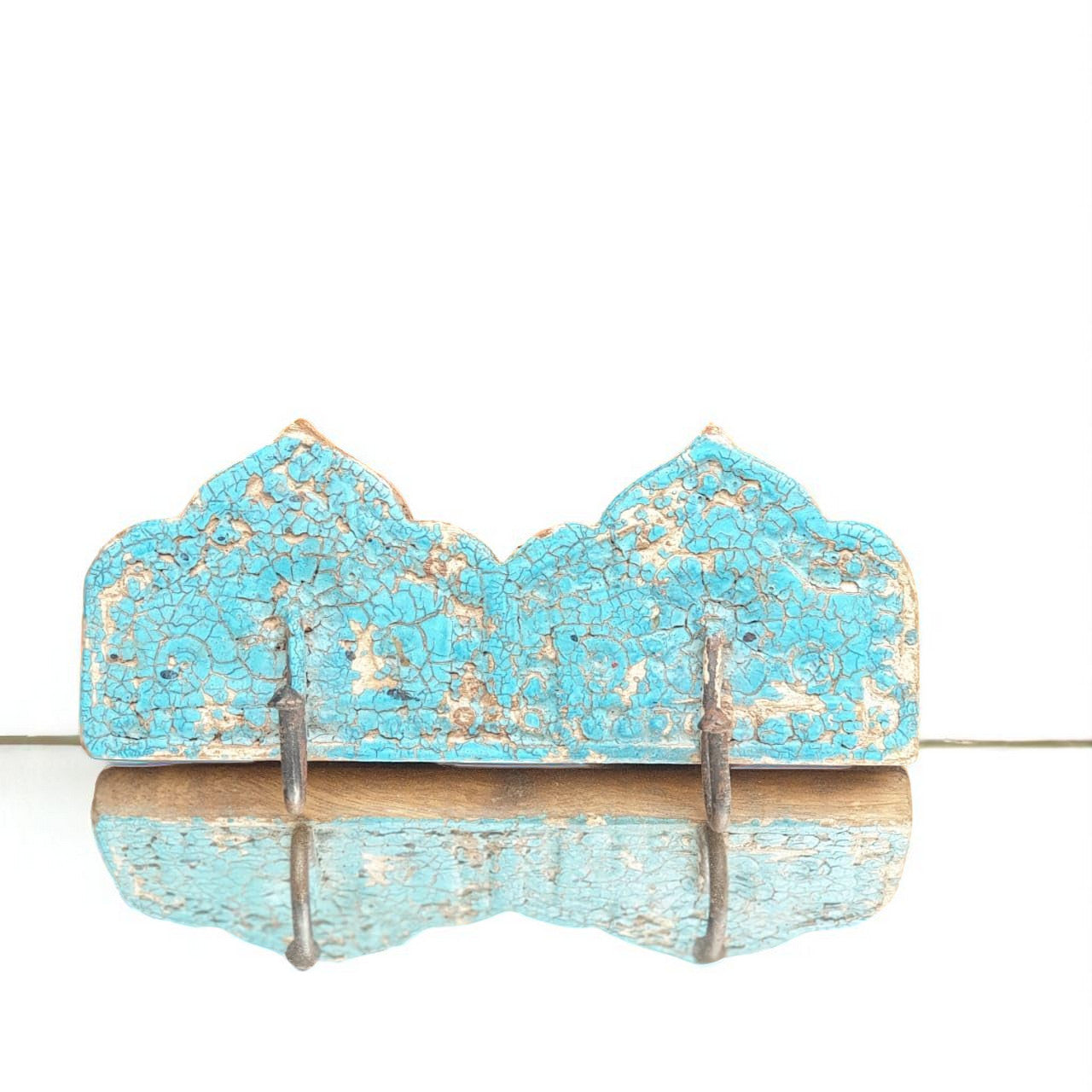 Echoes in Wood - Handmade Vintage Style Indian Wall Hook Style Small Wall Decor 23X9X5in