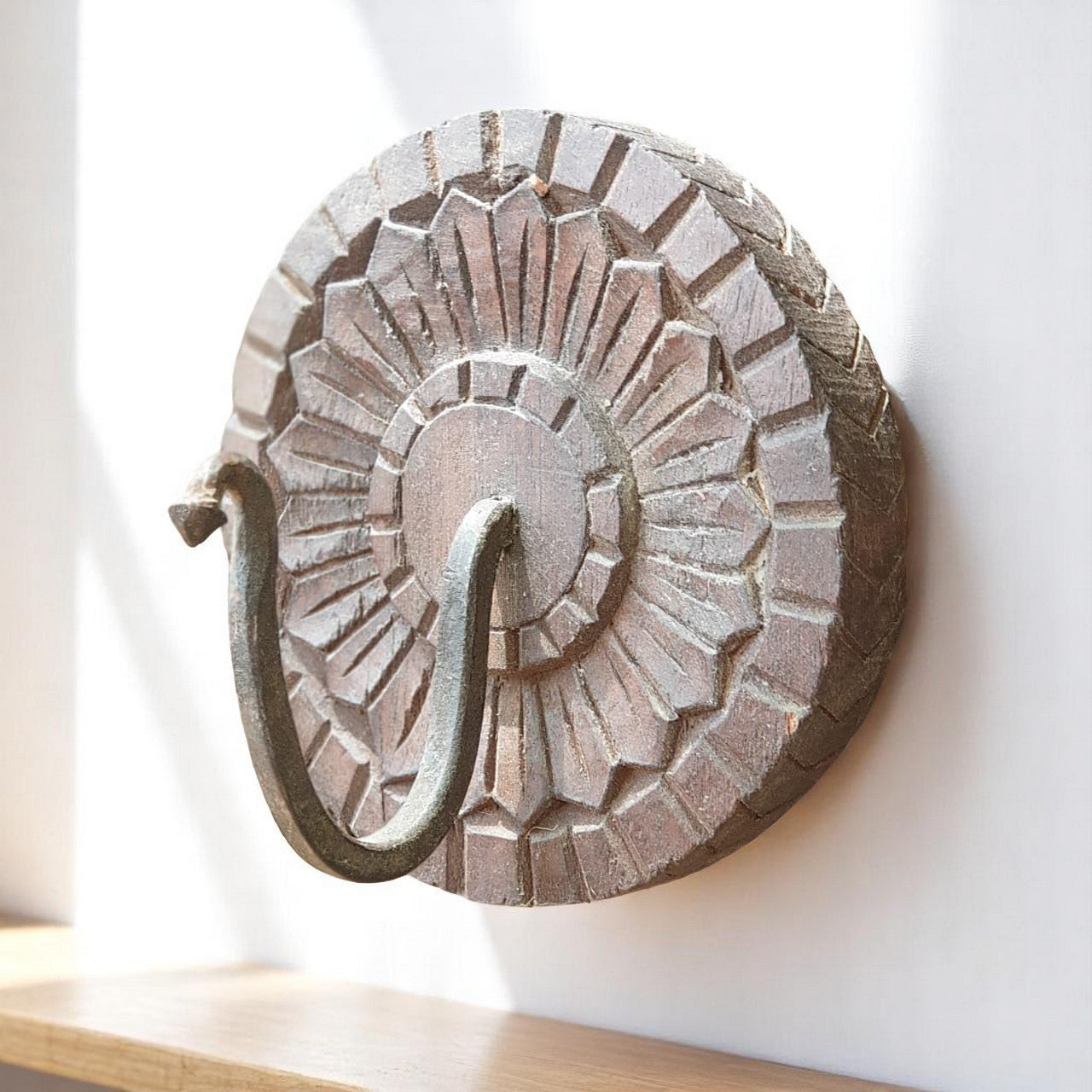 Echoes in Wood - Handmade Vintage Style Indian Wall Hook Style Small Wall Decor 6X3X6 in