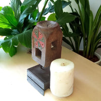 Carved in Flame - Handmade Vintage Style Indian Candle Holder candle stand 4x4x10in