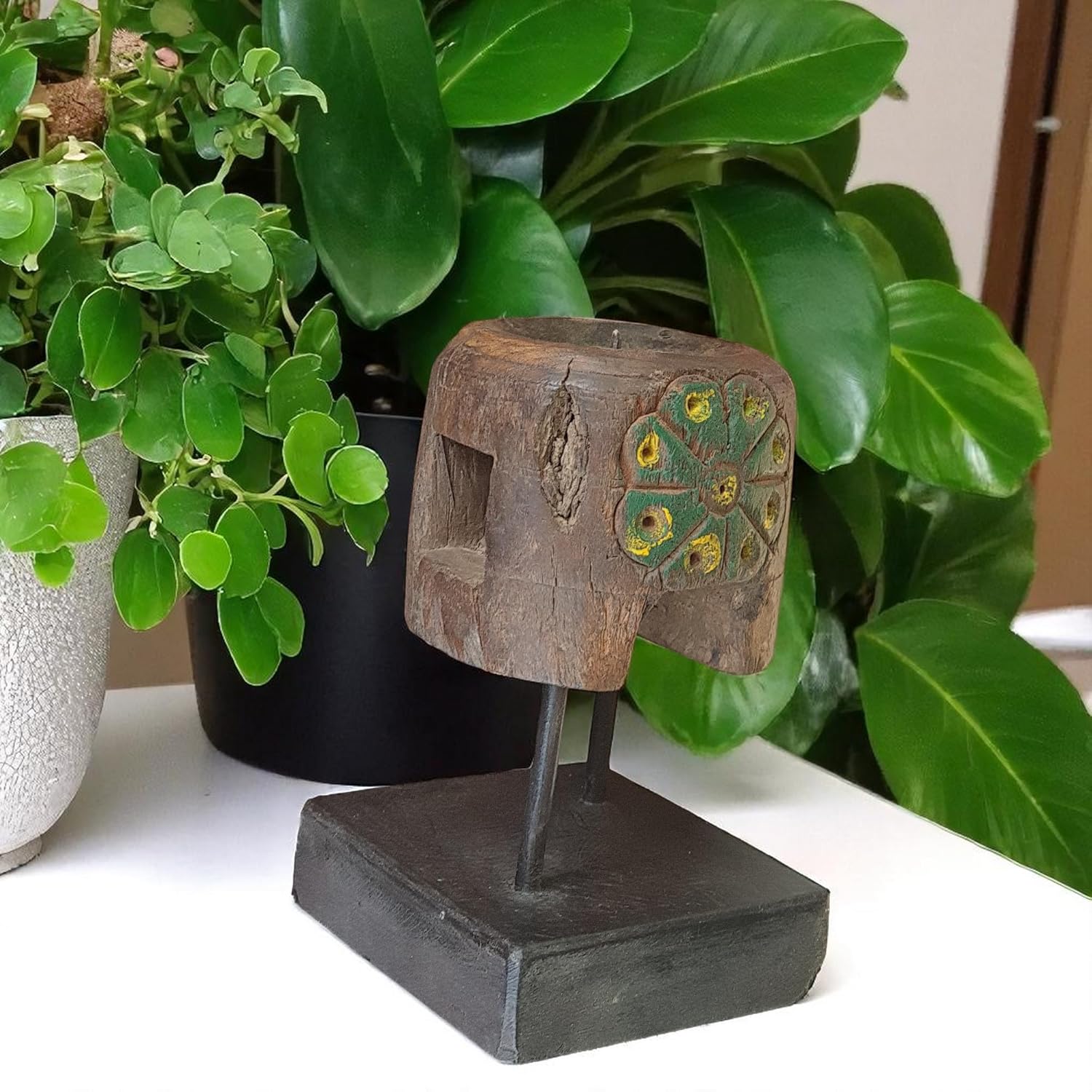 Carved in Flame - Handmade Vintage Style Indian Candle Holder candle stand 3x3x13 in