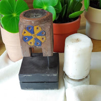 Carved in Flame - Handmade Vintage Style Indian Candle Holder candle stand 4x4x8 in