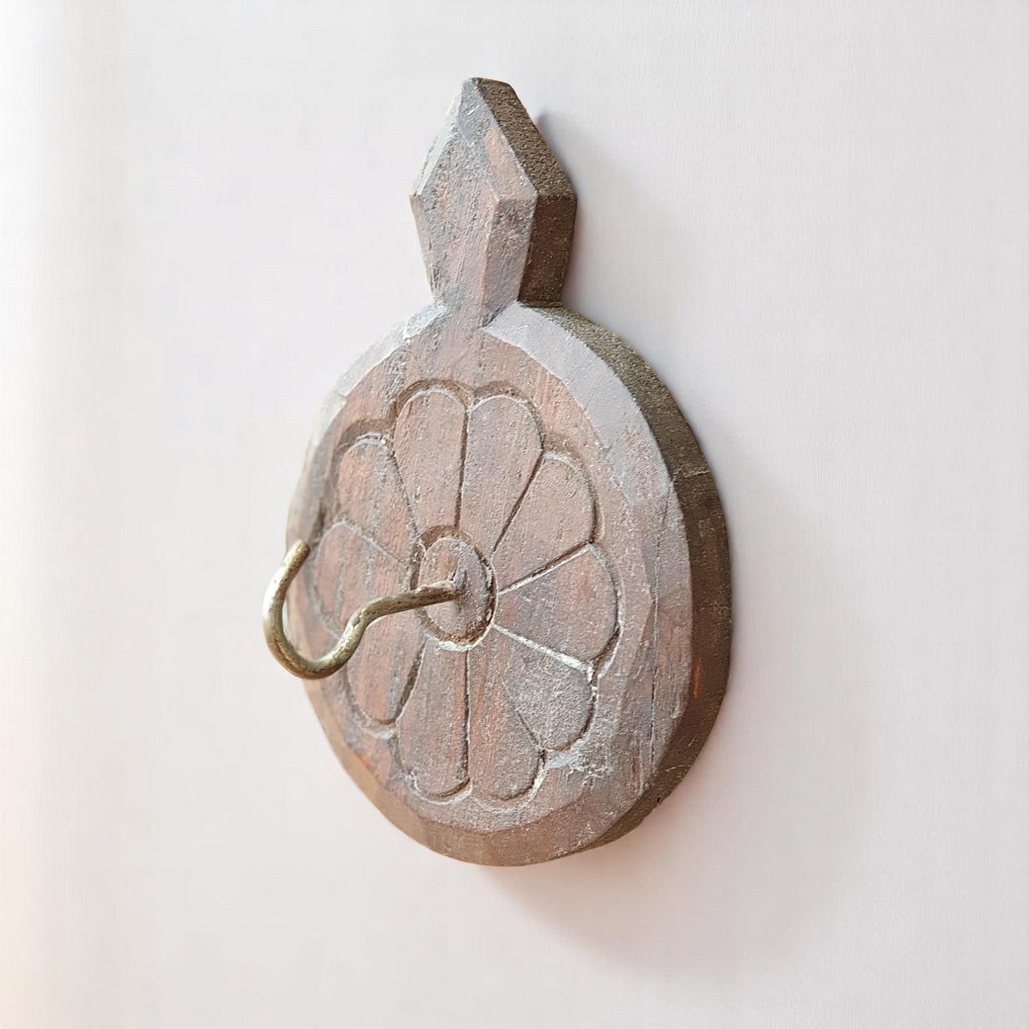 Echoes in Wood - Handmade Vintage Style Indian Wall Hook Style Small Wall Decor 4X4X4in