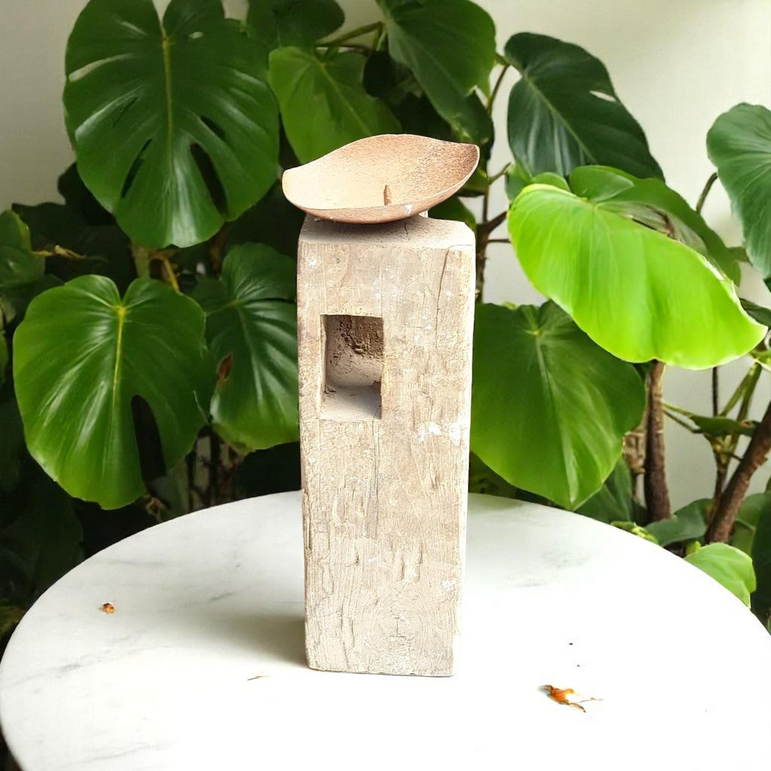 Carved in Flame - Handmade Vintage Style Indian Candle Holder candle stand 3x3x9in